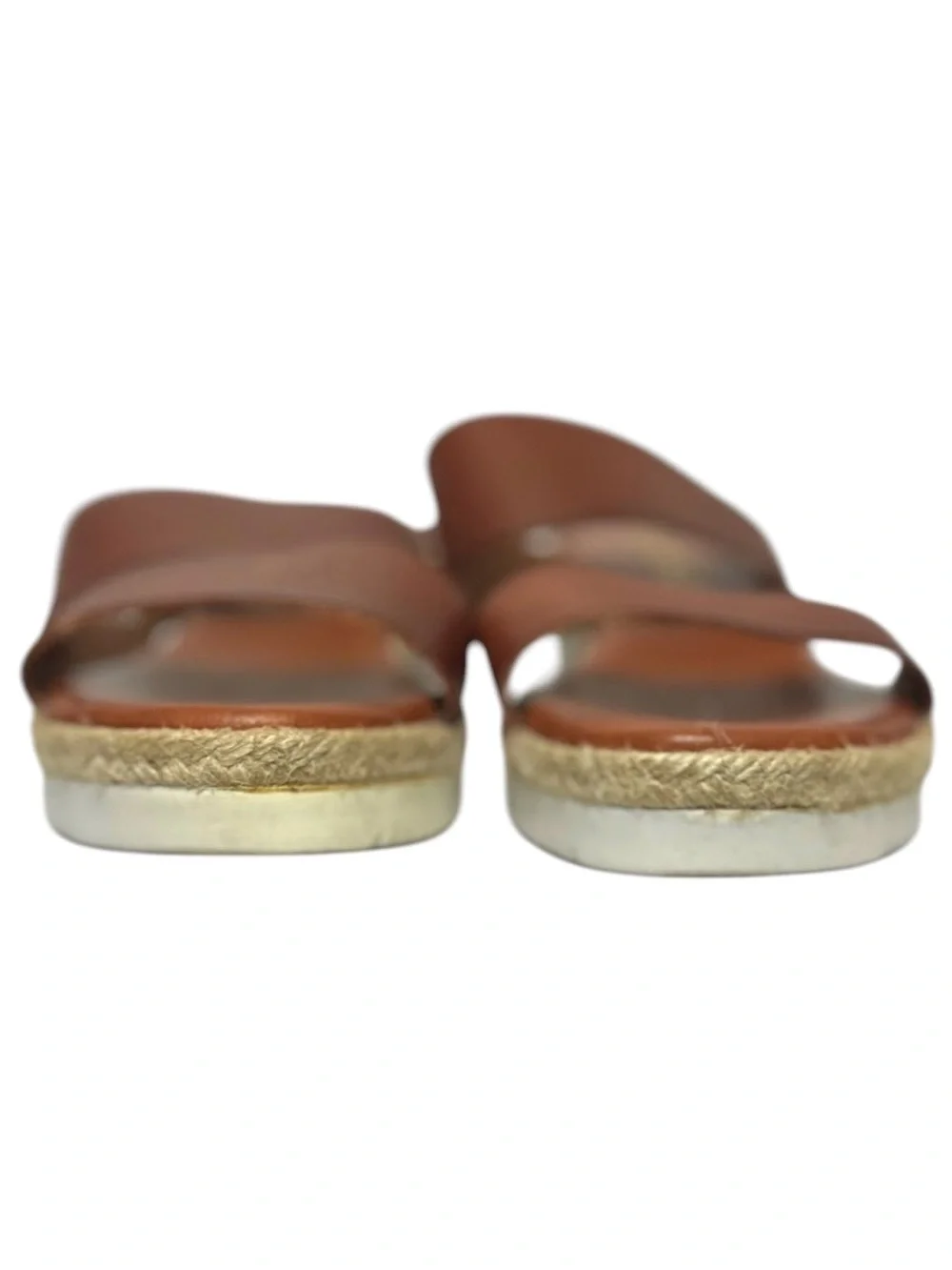 Bertuchi Double Band Strap Slide Sandals Women’s Sz 9 Brown Leather Espadrille